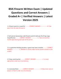 BSIS Firearm Written Exam | Updated Questions and Correct Answers | Graded A+ | Verified