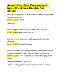 Adaptive Quiz: Basic Pharmacology for Nurses Ch. 46 Exam Questions And Answers