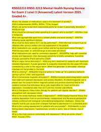 RNSG2213 RNSG 2213 Mental Health Nursing Review for Exam 2 Level 3 (Answered) Latest Versi