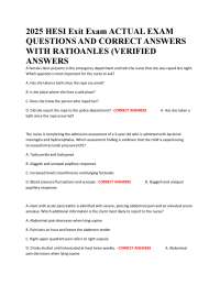 2025 HESI Exit Exam ACTUAL EXAM QUESTIONS AND CORRECT ANSWERS WITH RATIOANLES (VERIFIED AN