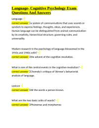 Language- Cognitive Psychology Exam Questions And Answers