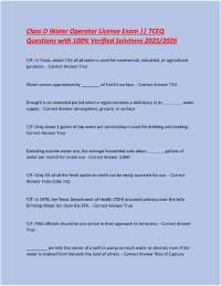 Class D Water Operator License Exam || TCEQ Questions with 100% Verified Solutions 2025/20