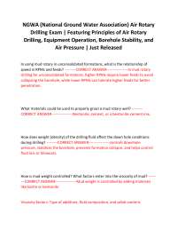 NGWA (National Ground Water Association) Air Rotary Drilling Exam