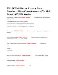 FSU BCH 4053 exam 1 review Exam Questions | 100% Correct Answers | Verified | Latest 2025/