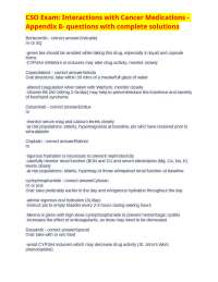 CSO Exam: Interactions with Cancer Medications - Appendix 8- questions with complete solut