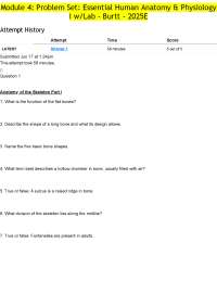 BIOD 151 Module 4: Problem Set: Essential Human Anatomy & Physiology I w/Lab - Burtt.