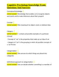 Cognitive Psychology: Knowledge and Categorization Exam Q&A