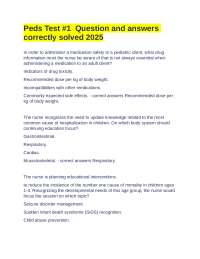 Peds Test #1  Question and answers correctly solved 2025