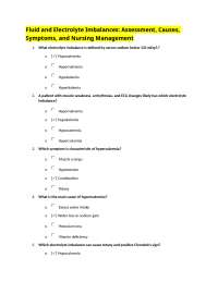 Fluid and Electrolyte Imbalances: Assessment, Causes, Symptoms, and Nursing Management