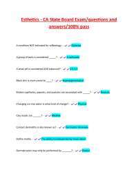 Esthetics - CA State Board Exam/questions and  answers/100% pass