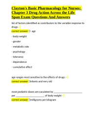 Clayton's Basic Pharmacology for Nurses: Chapter 3 Drug Action Across the Life Span Exam Q