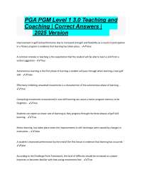 PGA PGM Level 1 3.0 Teaching and Coaching | Correct Answers |