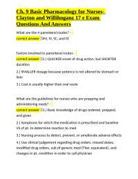 Ch. 9 Basic Pharmacology for Nurses- Clayton and Willihnganz 17 e Exam Questions And Answe