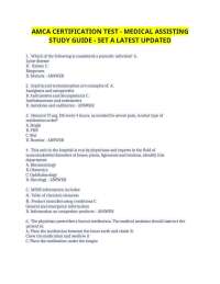 AMCA CERTIFICATION TEST - MEDICAL ASSISTING STUDY GUIDE - SET A LATEST UPDATED
