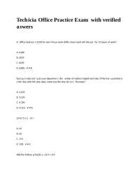 Technician Office Practice Exam with verified answers