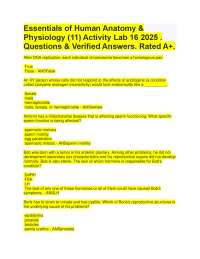 Essentials of Human Anatomy & Physiology (11) Activity Lab 16. 2025 Questions & Verified A