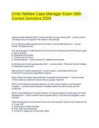 Child Welfare Case Manager Exam With Correct Solutions 2024.