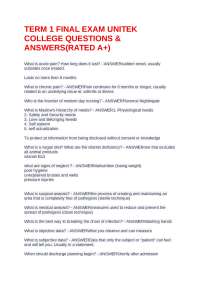 TERM 1 FINAL EXAM UNITEK COLLEGE QUESTIONS & ANSWERS(RATED A+)
