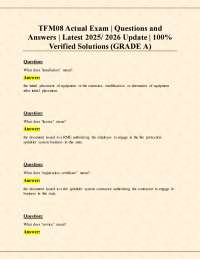 TFM08 Actual Exam | Questions and Answers | Latest 2025/ 2026 Update | 100% Verified