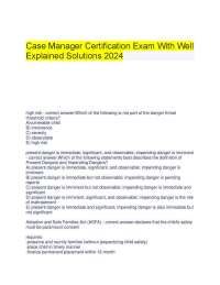 Case Manager Certification Exam With Well Explained Solutions 2024.