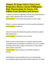Chapter 30: Drugs Used to Treat Lower Respiratory Disease Clayton/Willihnganz: Basic Pharm