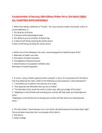Fundamentals of Nursing 10th Edition Potter Perry Test Bank (Q&A) ALL CHAPTERS WITH RATION
