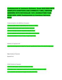Fundamentals to Insurance Entrance Exam 2025-2026 WITH COMPLETE QUESTIONS AND CORRECTLY WE