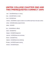 UNITEK COLLEGE CHAPTER ONE AND TWO PREREQUISITES CORRECT 100%
