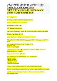 D399 Introduction to Gerontology Study Guide Latest 2025.pdf