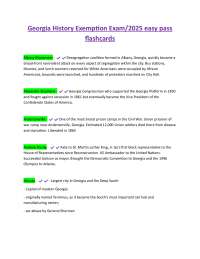 Georgia History Exemption Exam/2025 easy pass   flashcards
