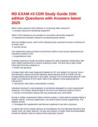 RD EXAM #3 CDR Study Guide 10th edition Questions with Answers latest 2025