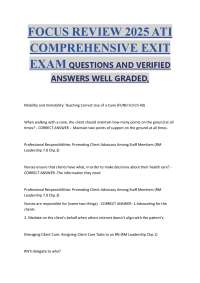 FOCUS REVIEW 2025 ATI  COMPREHENSIVE EXIT  EXAM QUESTIONS AND VERIFIED  ANSWERS WELL GRADE