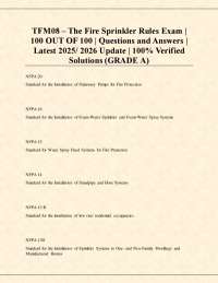 TFM08 – The Fire Sprinkler Rules Exam | 100 OUT OF 100 | Questions and Answers | Latest
