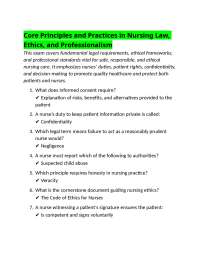 Core Principles and Practices in Nursing Law, Ethics, and Professionalism