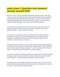 peds exam 1 Question and answers already passed 2025