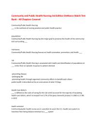Community and Public Health Nursing 3rd Edition DeMarco Walsh Test Bank - All Chapters Cov