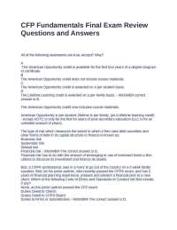 CFP Fundamentals Final Exam Review Questions and Answers