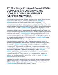 ATI Med Surge Proctored Exam 2025/26 COMPLETE 135 QUESTIONS AND CORRECT DETAILED ANSWERS (