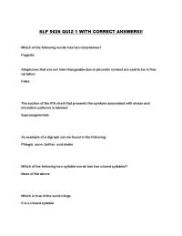 SLP 5026 QUIZ 1 WITH CORRECT ANSWERS!!