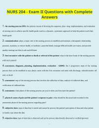 NURS 204 - Exam II Questions with Complete Answers