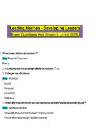 Leading Marines - Developing Leaders Exam Questions And Answers Latest 2025.