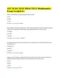 ATI TEAS TEST PRACTICE Mathematics Exam Graded A+