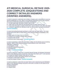 ATI MEDICAL SURGICAL RETAKE 2025- 2026 COMPLETE 220QUESTIONS AND CORRECT DETAILED ANSWERS