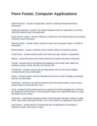 Penn Foster, Computer Applications Questions and Answers 100% Correct