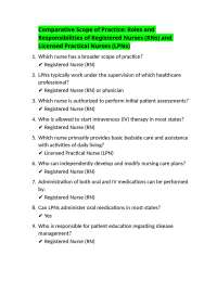 Comparative Scope of Practice: Roles and Responsibilities of Registered Nurses (RNs) and L