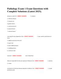 Pathology Exam 1 Exam Questions with Complete Solutions (Latest 2025).