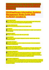 D033Healthcare Information Systems Management Study Guide ALREADY Graded A+.pdf