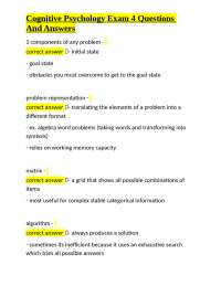 Cognitive Psychology Exam 4 Questions And Answers