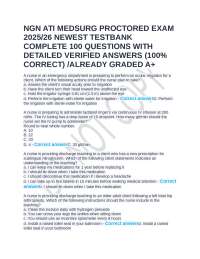 NGN ATI MEDSURG PROCTORED EXAM 2025/26 NEWEST TESTBANK COMPLETE 100 QUESTIONS WITH DETAILE