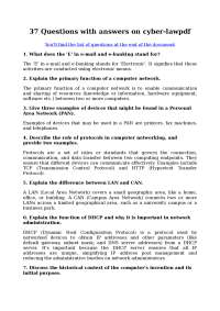 Questions and answers, Cyber World Overview: Internet, Security, and Digital Signatures